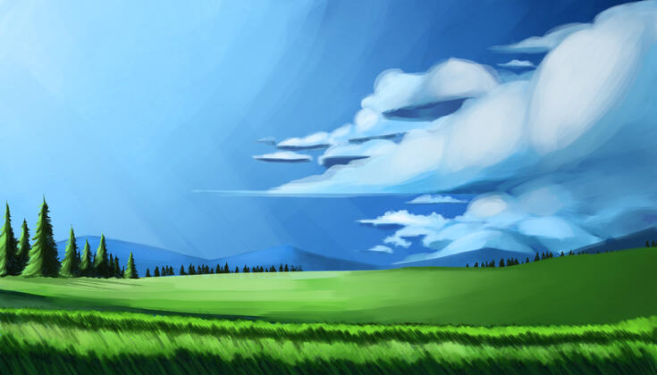 I felt like drawing more vast plains, so I did this! It looks okay... I'm not sure about the clouds, but whatever. I'll probably do another one next time!